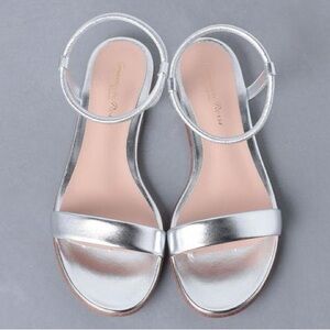 Gianvito Rossi Jaime 05 Silver Metallic Leather Ankle Strap Flat Sandals Size 41